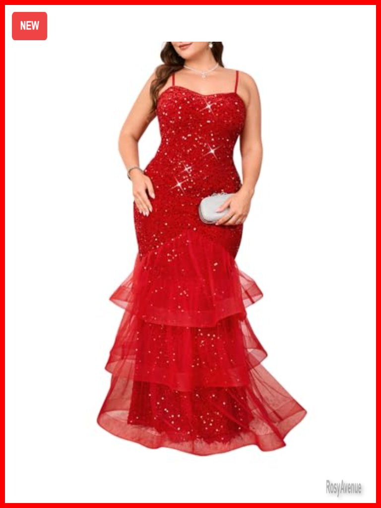 Sleeveless Sequin Mesh Patchwork Mermaid Maxi Dress Plus Size Cocktail Formal